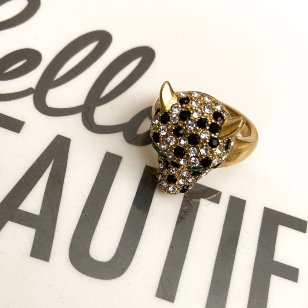 Stella & Dot | Pavé + Gold🐯Roar Cheetah Panther Cocktail Ring Retired - Picture 5 of 16